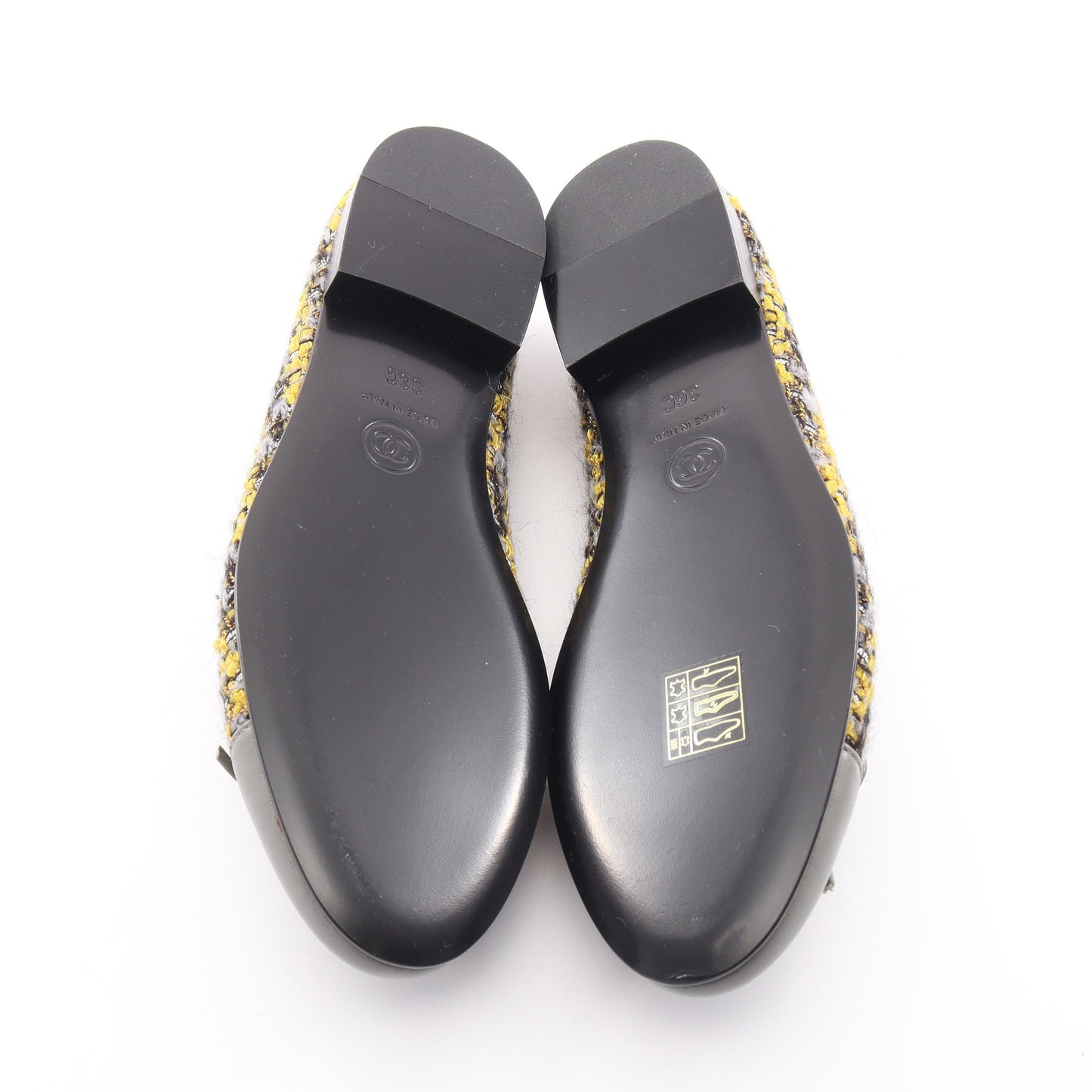 BALLERINA バレリーナ バレエシューズ ファブリック レザー グレー イエロー シャネル