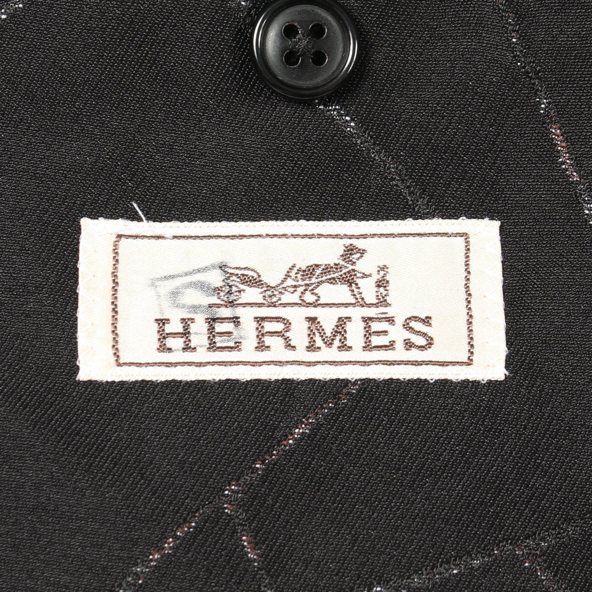 トランプ シングルブレスト 2B テーラードジャケット コットン ブラック エルメス アウター HERMES