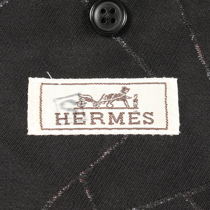 トランプ シングルブレスト 2B テーラードジャケット コットン ブラック エルメス アウター HERMES
