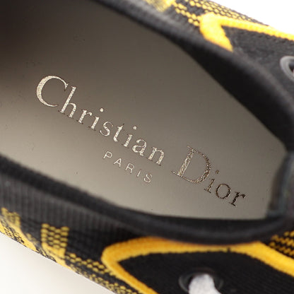 WALK'N'DIOR ハイトップ チェック ハイカットスニーカー ニットファブリック イエロー ブラック クリスチャンディオール