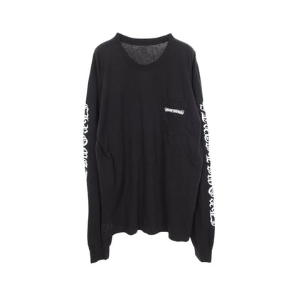 スクロールラベル 長袖Tシャツ コットン ブラック クロムハーツ