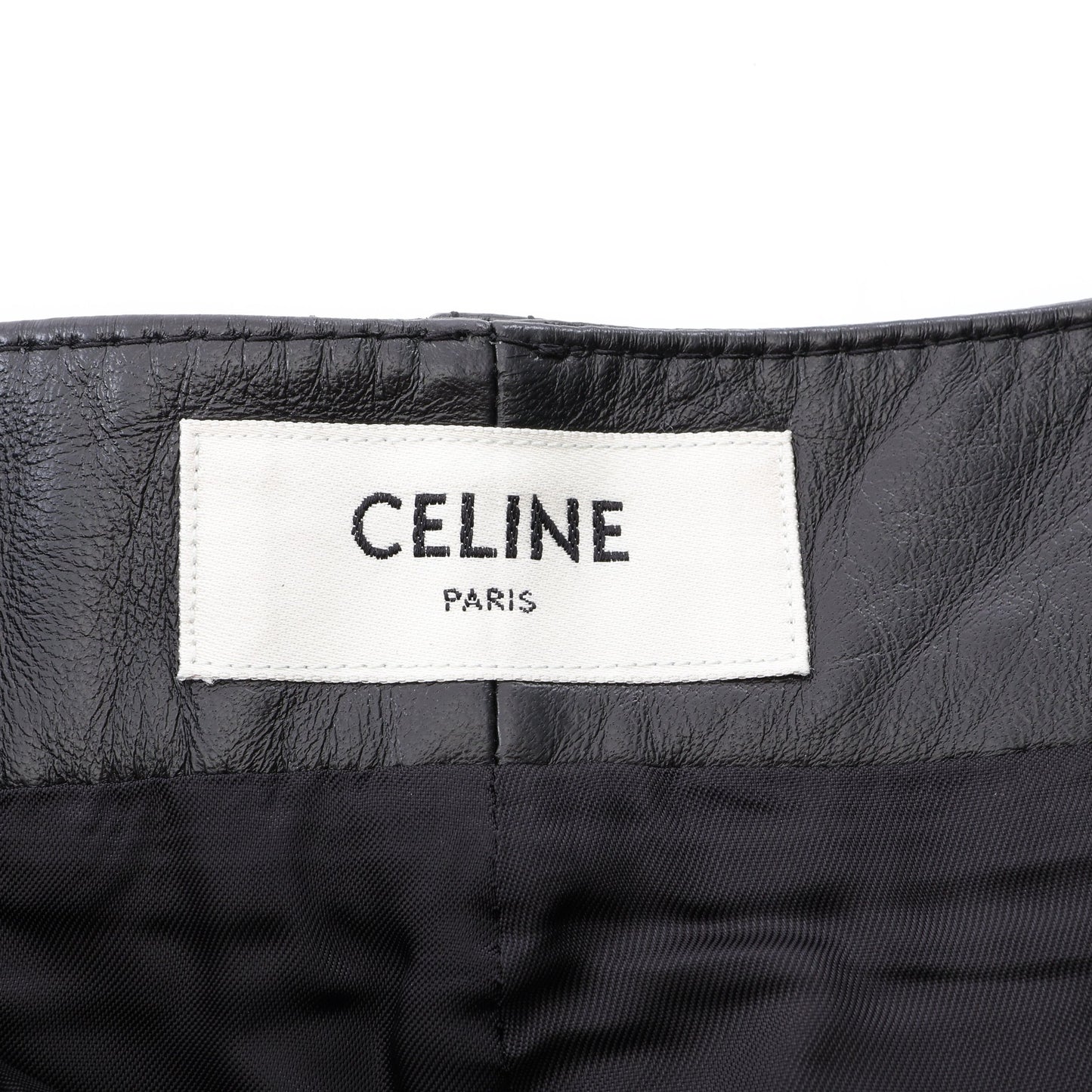 トリオンフボタン ショート パンツ ラムスキン ブラック セリーヌ ボトムス CELINE