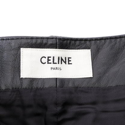 トリオンフボタン ショート パンツ ラムスキン ブラック セリーヌ ボトムス CELINE