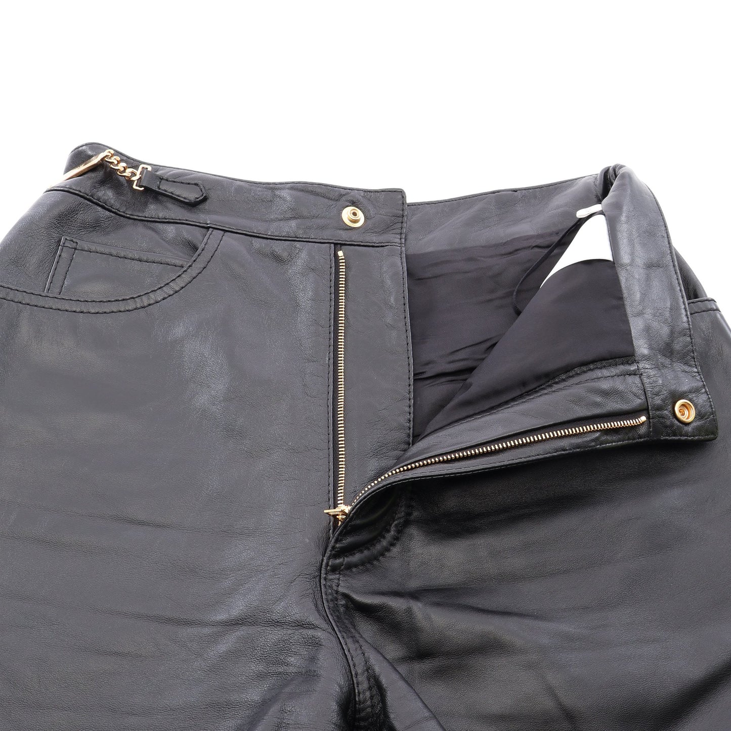 トリオンフボタン ショート パンツ ラムスキン ブラック セリーヌ ボトムス CELINE