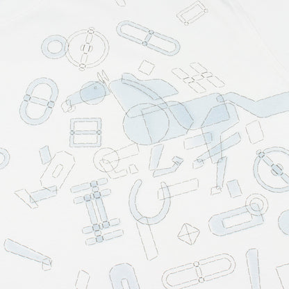 Fragments Equestres 半袖Tシャツ コットン ホワイト ブルーグレー エルメス