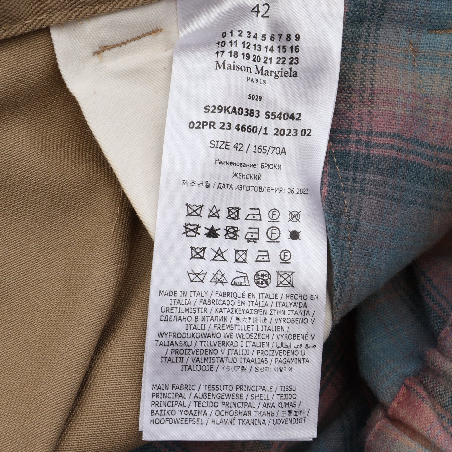Maison Margiela × PENDLETON ドッキング チェック チノパンツ コットン ウール ベージュ ブルー マルチカラー メゾンマルジェラ