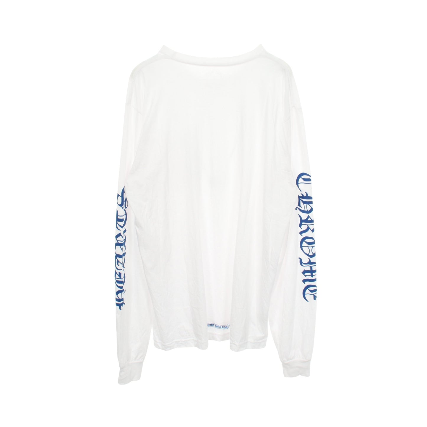 オールドイングリッシュ ネックロゴ 長袖Tシャツ コットン ホワイト ブルー クロムハーツ