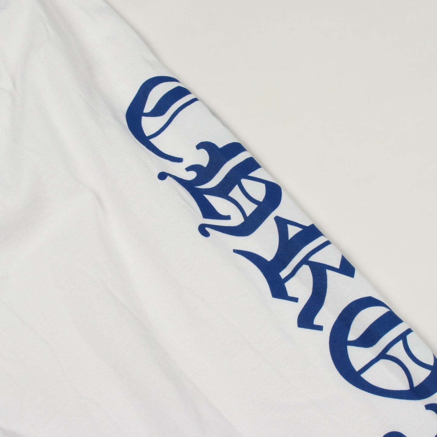 オールドイングリッシュ ネックロゴ 長袖Tシャツ コットン ホワイト ブルー クロムハーツ