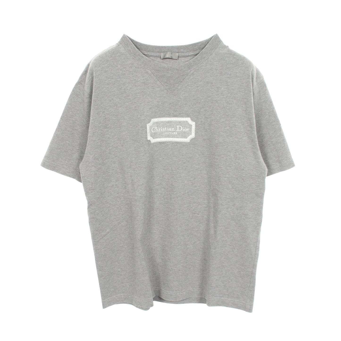 Dior Couture ロゴ刺繍 クルーネック 半袖Tシャツ コットン グレー ディオール