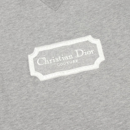 Dior Couture ロゴ刺繍 クルーネック 半袖Tシャツ コットン グレー ディオール