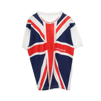 ユニオンジャック ネックロゴ 半袖Tシャツ コットン ホワイト レッド ブルー クロムハーツ トップス Chrome Hearts