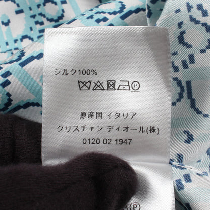 オブリーク ピクセル オープンカラー 半袖 シャツ シルク ライトブルー ディオール トップス DIOR