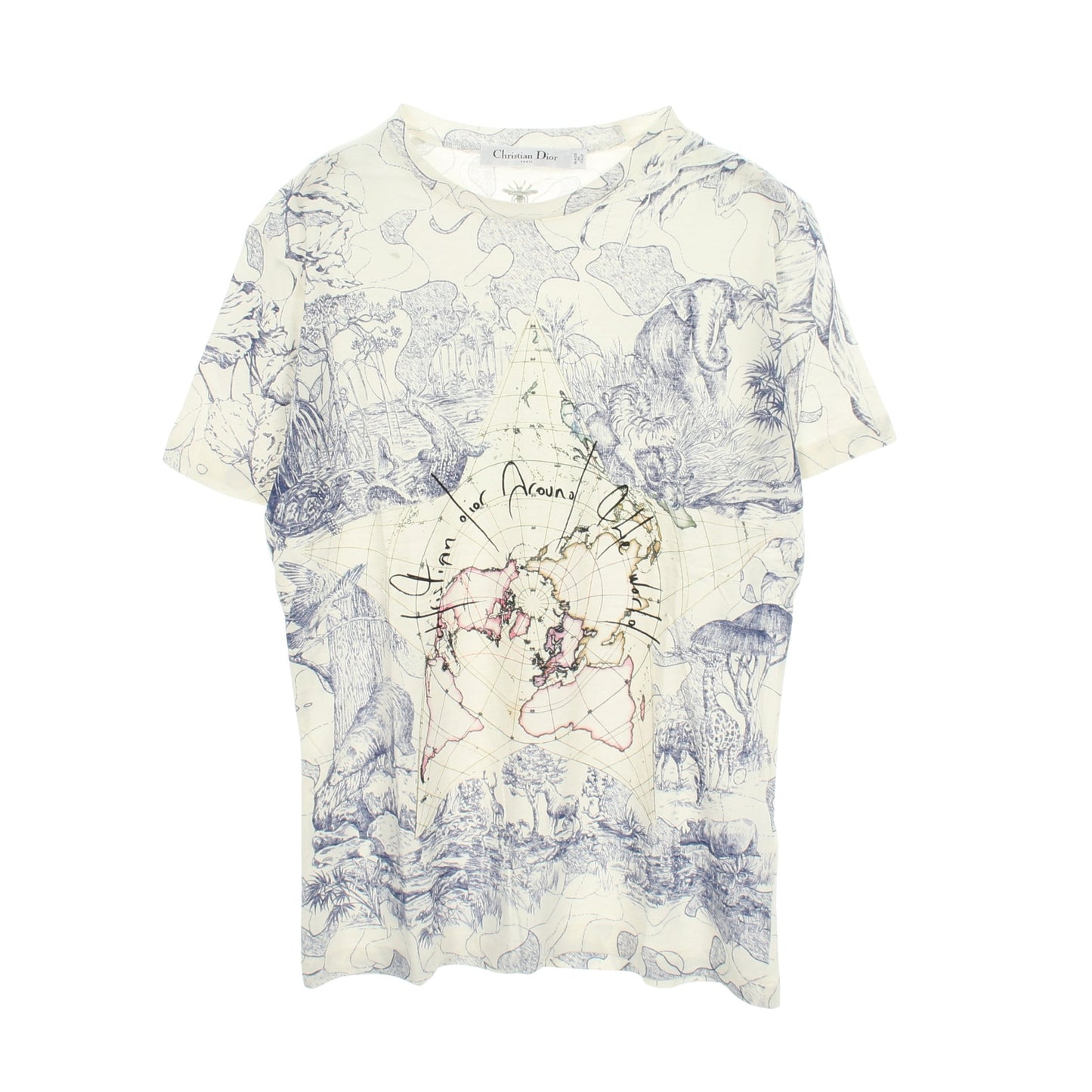 Around the World 半袖Tシャツ コットン ホワイト ブルー クリスチャンディオール トップス Christian Dior