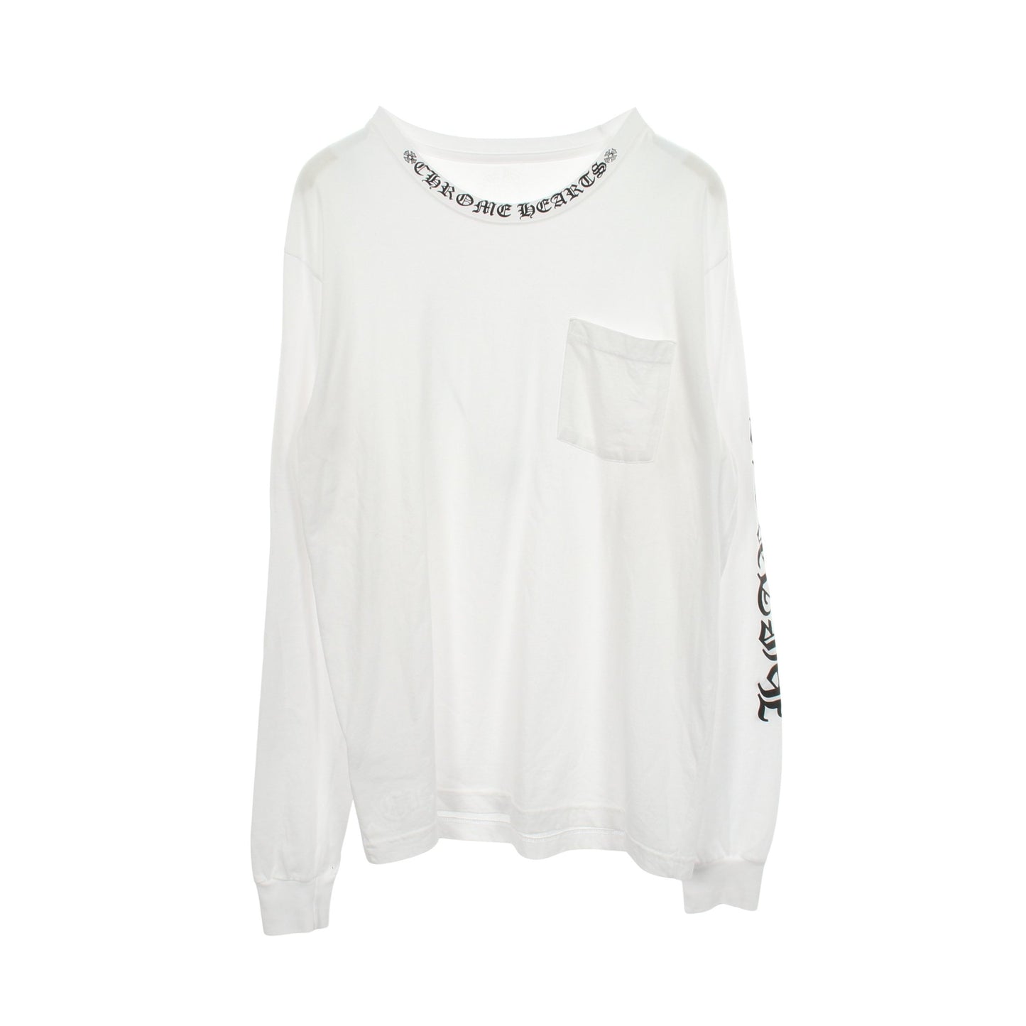 ネックロゴ アームロゴ ポケット付き 長袖Tシャツ コットン ホワイト クロムハーツ