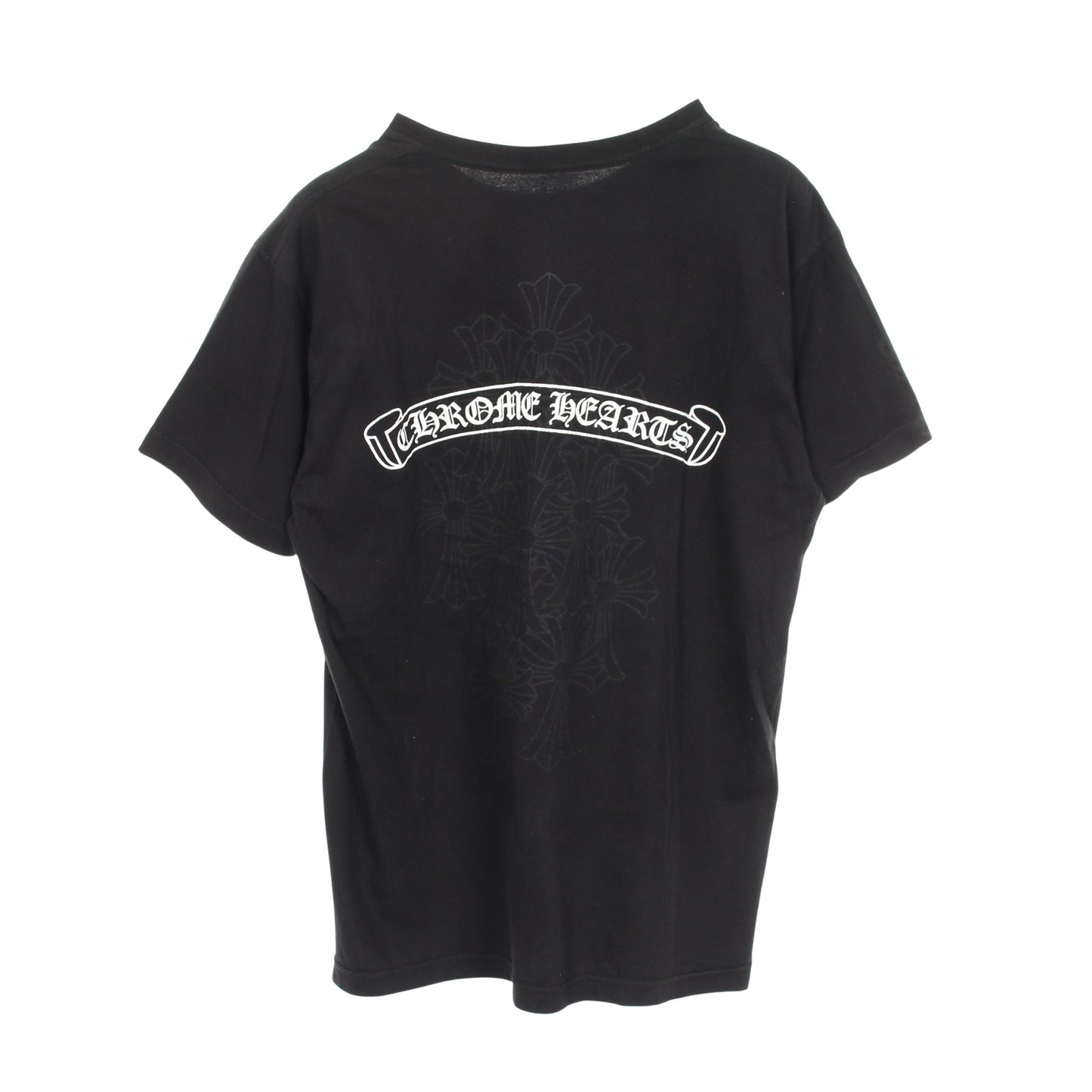 セメタリークロス スクロールロゴ バックプリント ポケット付き 半袖Tシャツ コットン ブラック クロムハーツ