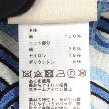 総柄 半袖 カットソー シルク ホワイト ライトブルー ブルー エルメス