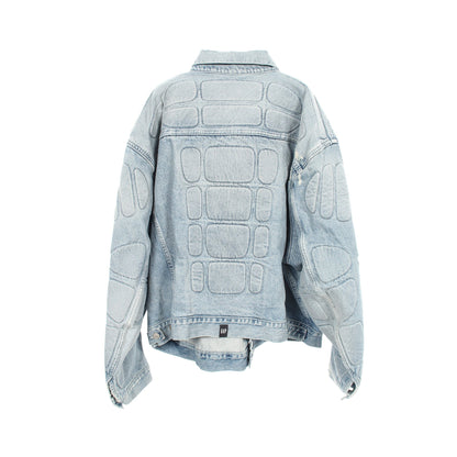 YEEZY GAP × BALENCIAGA ダメージ加工 パデッド デニムジャケット コットン ブルー イージーギャップ