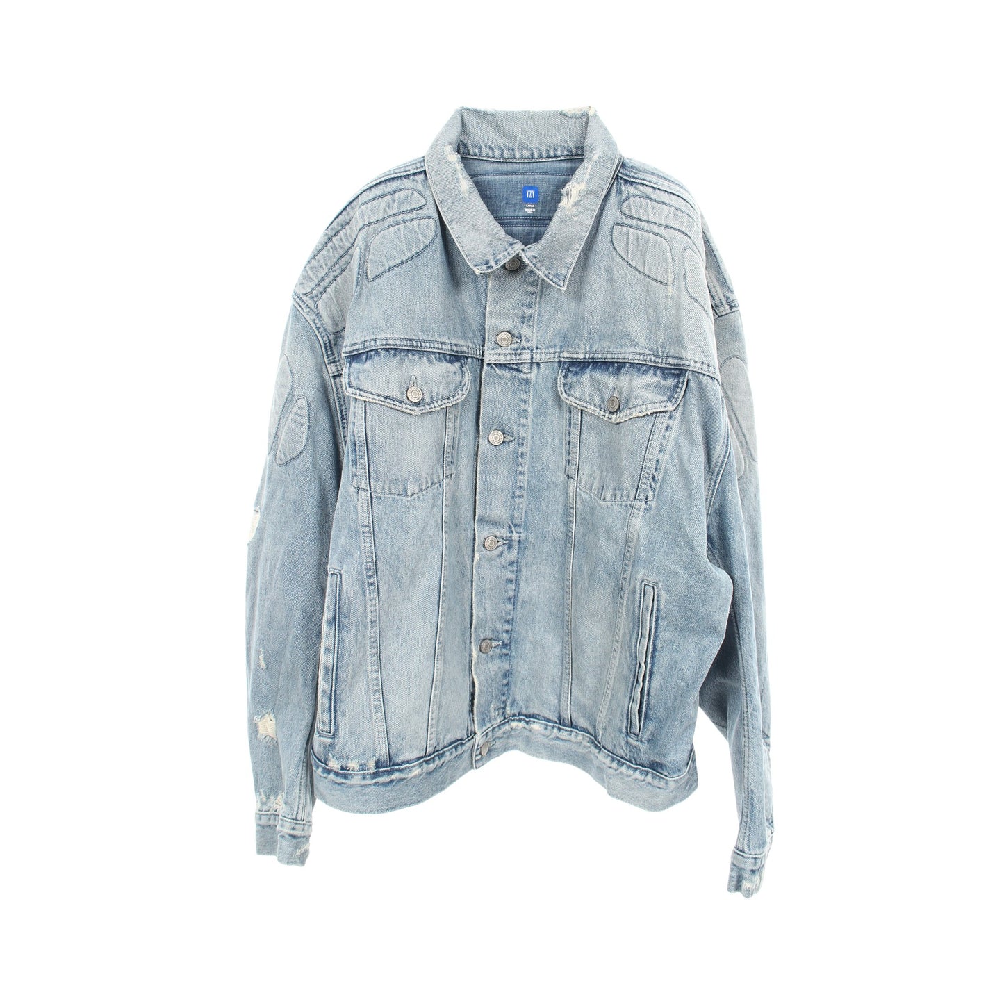 YEEZY GAP × BALENCIAGA ダメージ加工 パデッド デニムジャケット コットン ブルー イージーギャップ