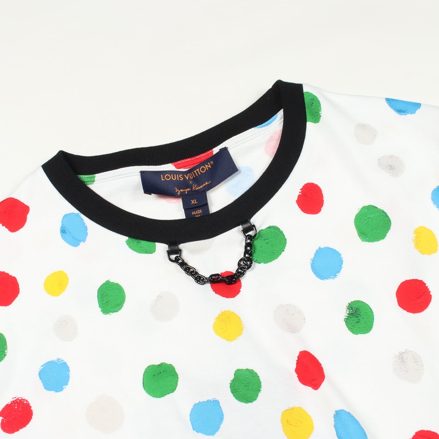 LOUIS VUITTON × yayoi kusama ドット チェーン付き 半袖Tシャツ コットン ホワイト マルチカラー ルイヴィトン トップス LOUIS VUITTON