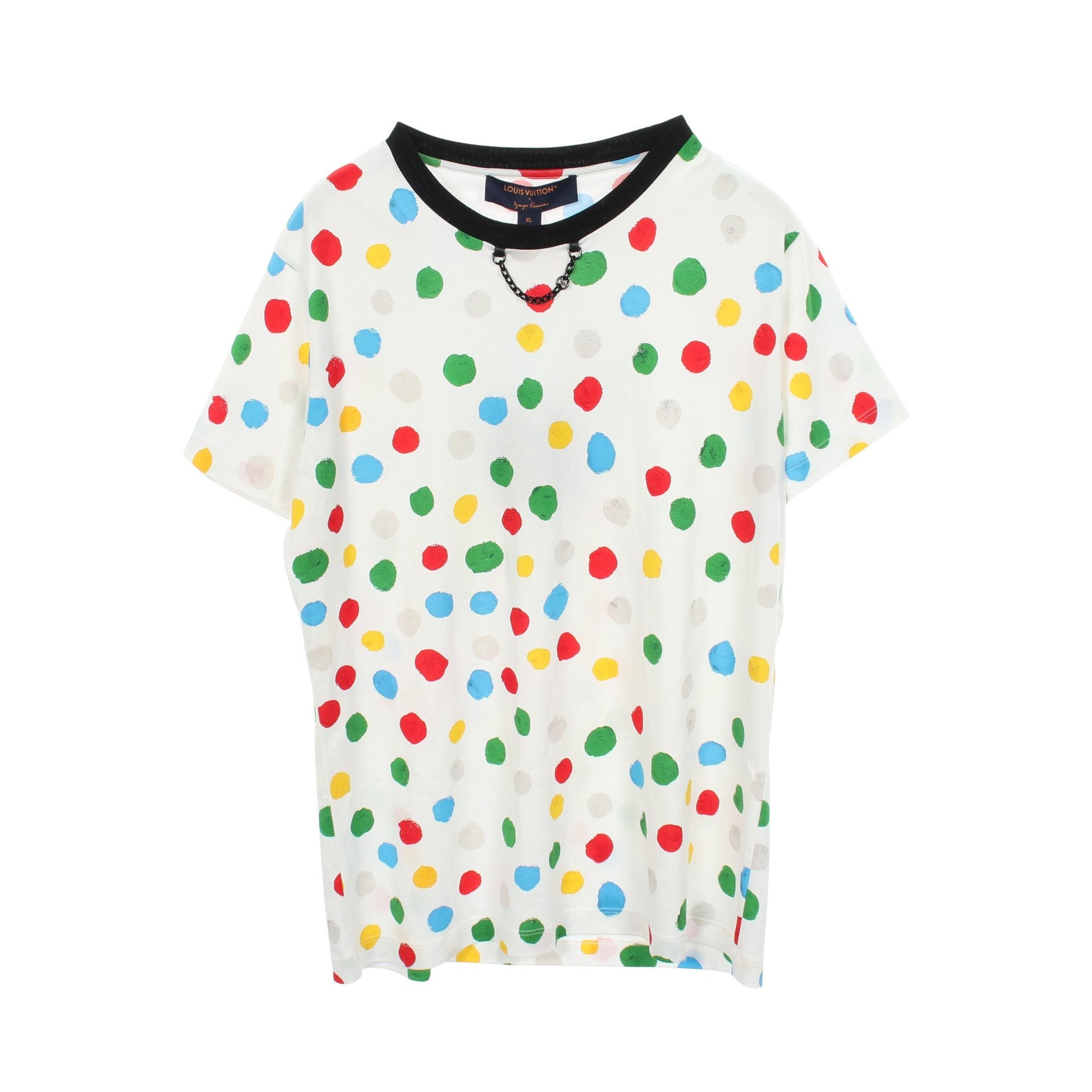 LOUIS VUITTON × yayoi kusama ドット チェーン付き 半袖Tシャツ コットン ホワイト マルチカラー ルイヴィトン トップス LOUIS VUITTON