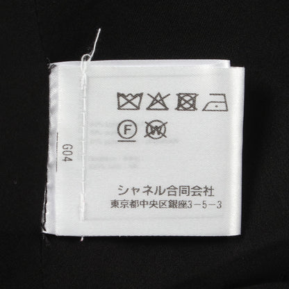 ココンマークボタン エンボス総柄 ノーカラージャケット ウール シルク ブラック シャネル