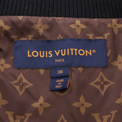 モノグラム ショート ブルゾン ジャケット コットン ナイロン レザー ブラック ブラウン ルイヴィトン アウター LOUIS VUITTON