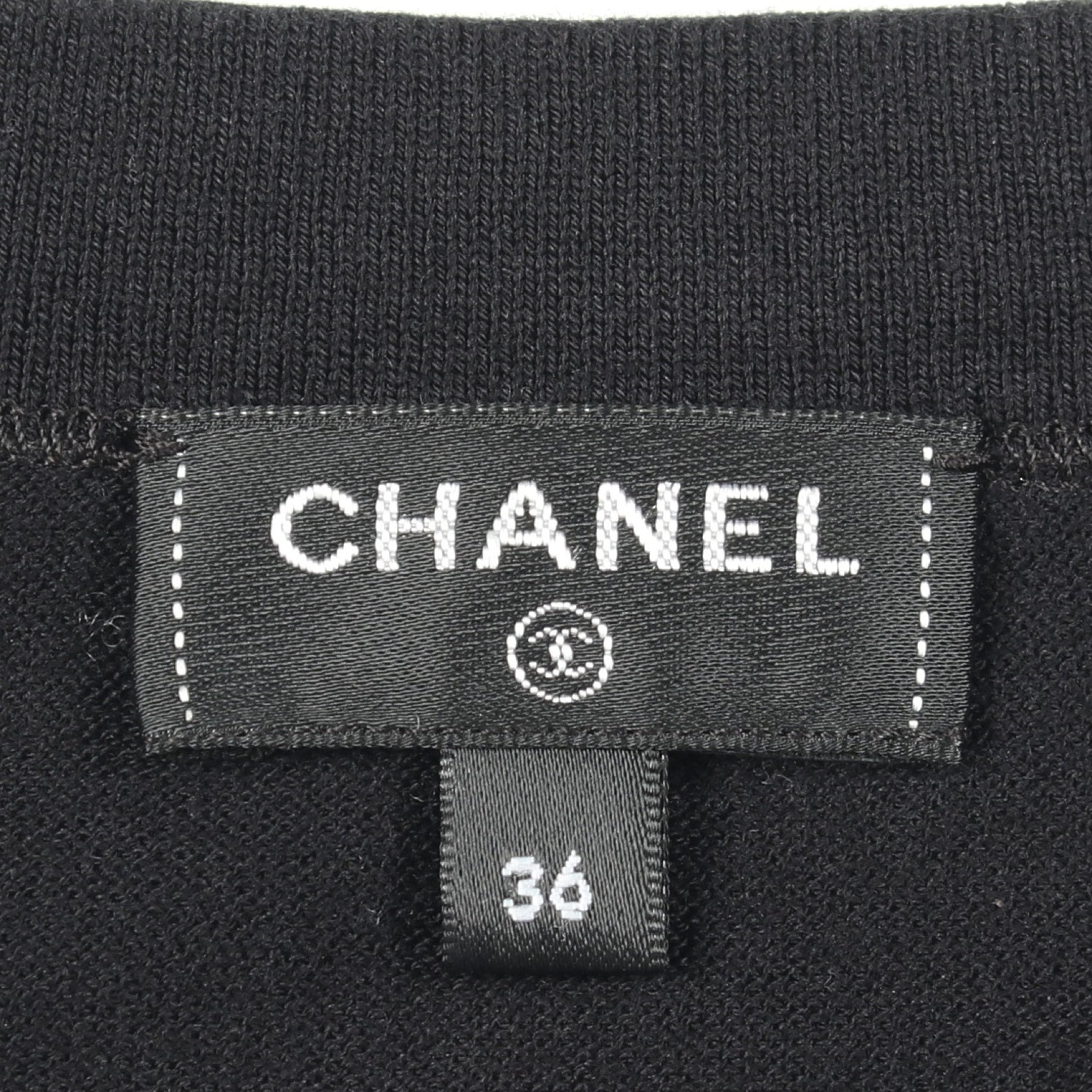CHANEL ココマークボタン 半袖Tシャツ ホワイト 36 ココマークボタン 半袖Tシャツ コットン ブラック ホワイト シャネル