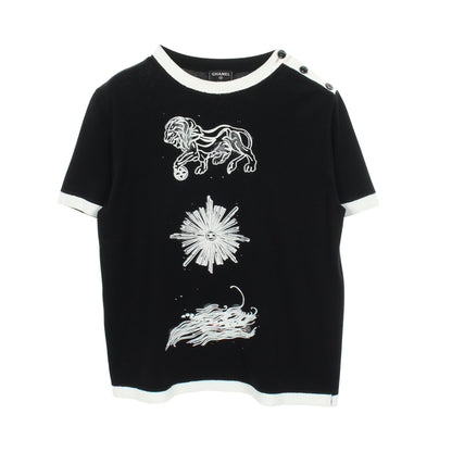 ココマークボタン 半袖Tシャツ コットン ブラック ホワイト シャネル