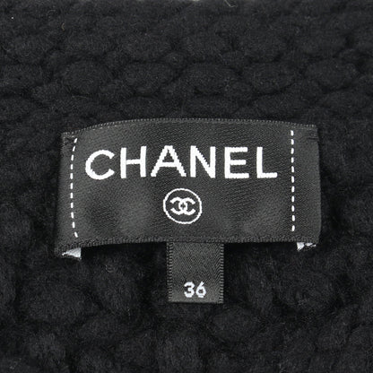 ココマーク ビジュー カーディガン ウール ナイロン ブラック ホワイト ライトパープル シャネル トップス CHANEL