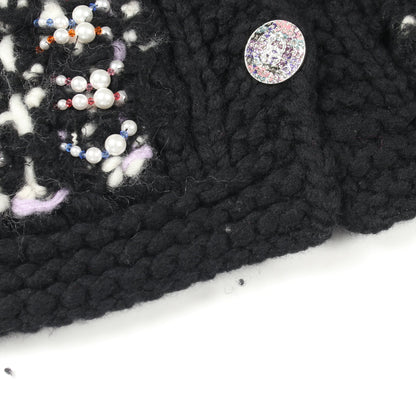 ココマーク ビジュー カーディガン ウール ナイロン ブラック ホワイト ライトパープル シャネル トップス CHANEL