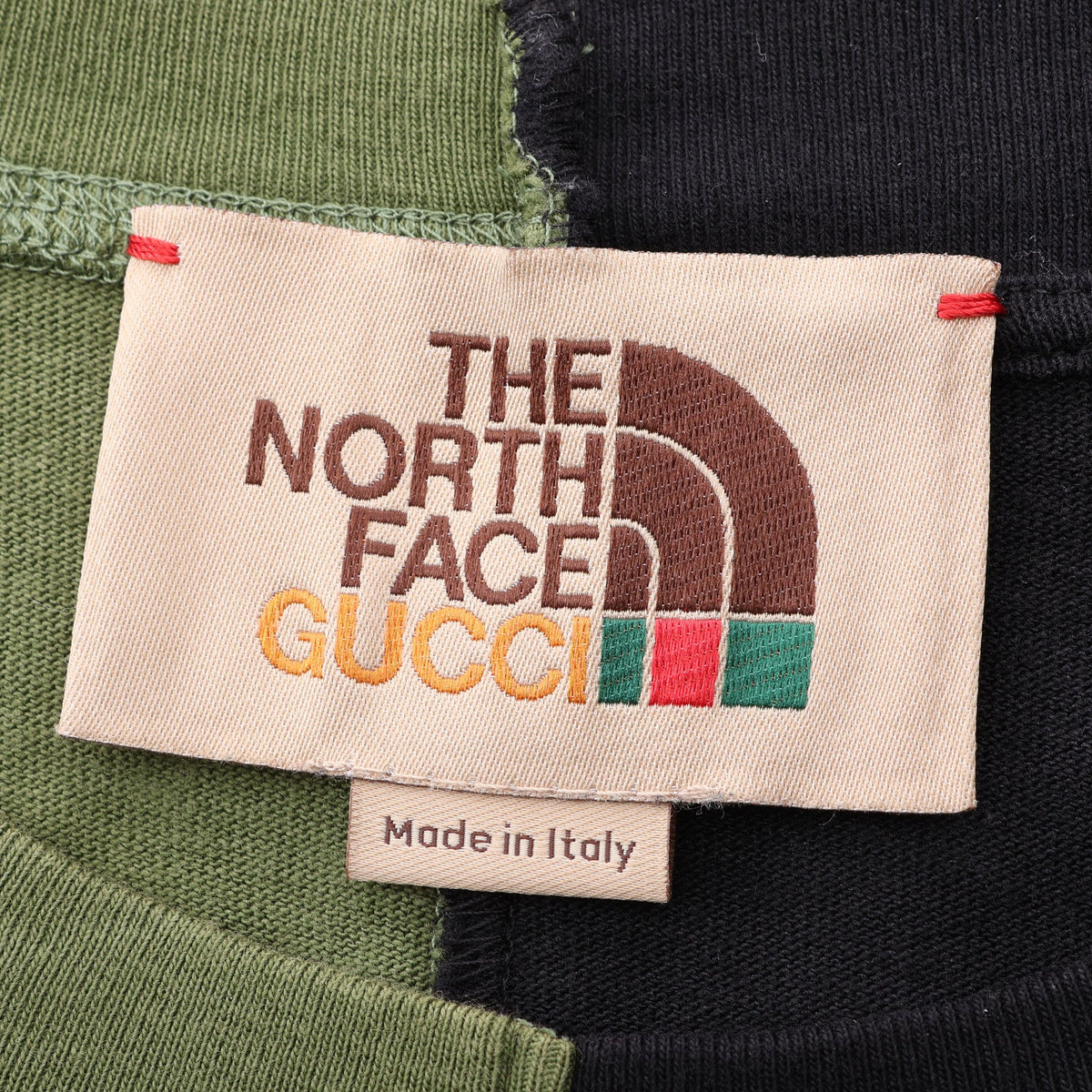 GUCCI × THE NORTH FACE 再構築 半袖Tシャツ コットン カーキグリーン ブラック グッチ トップス GUCCI