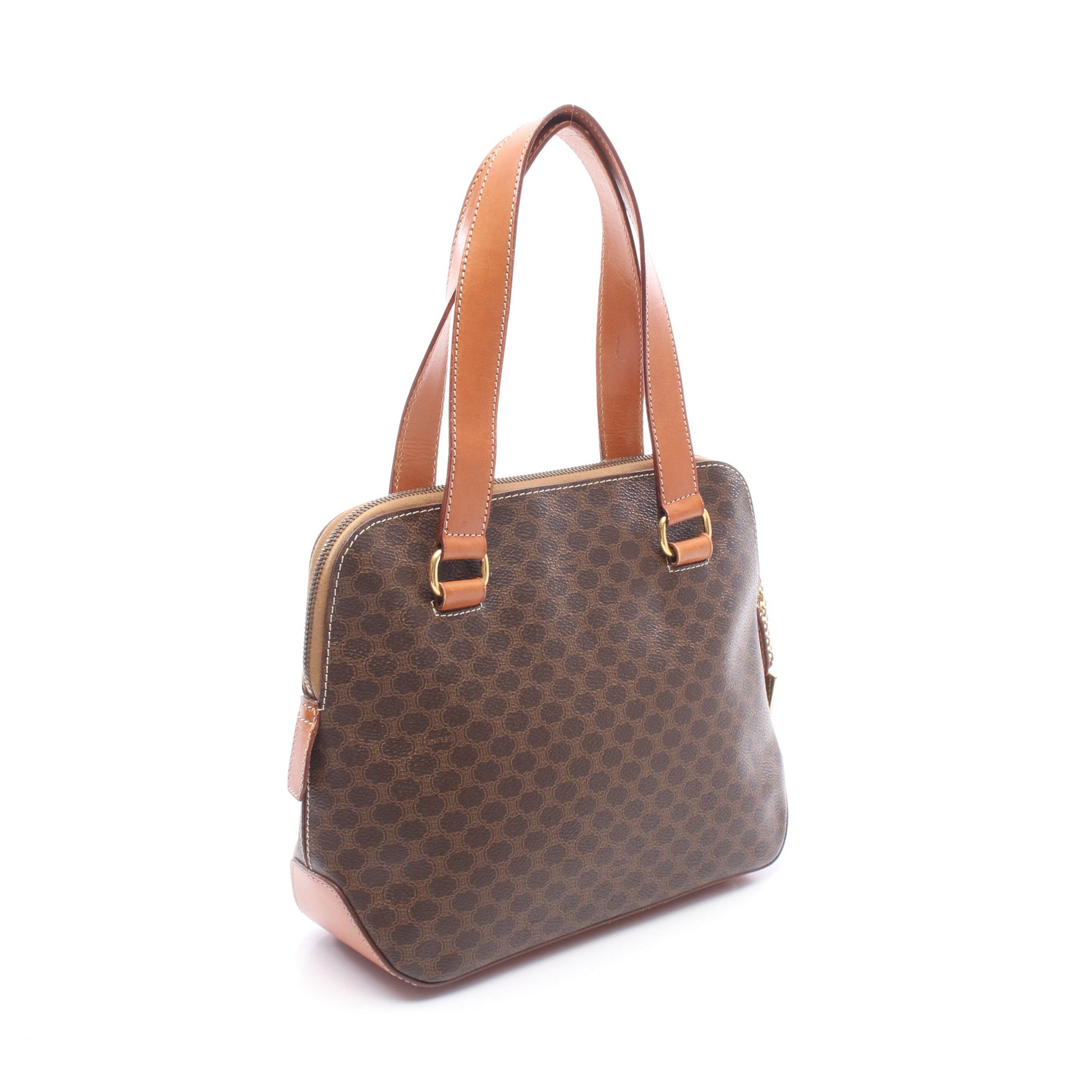 マカダム ハンドバッグ PVC レザー ダークブラウン ブラウン セリーヌ バッグ CELINE