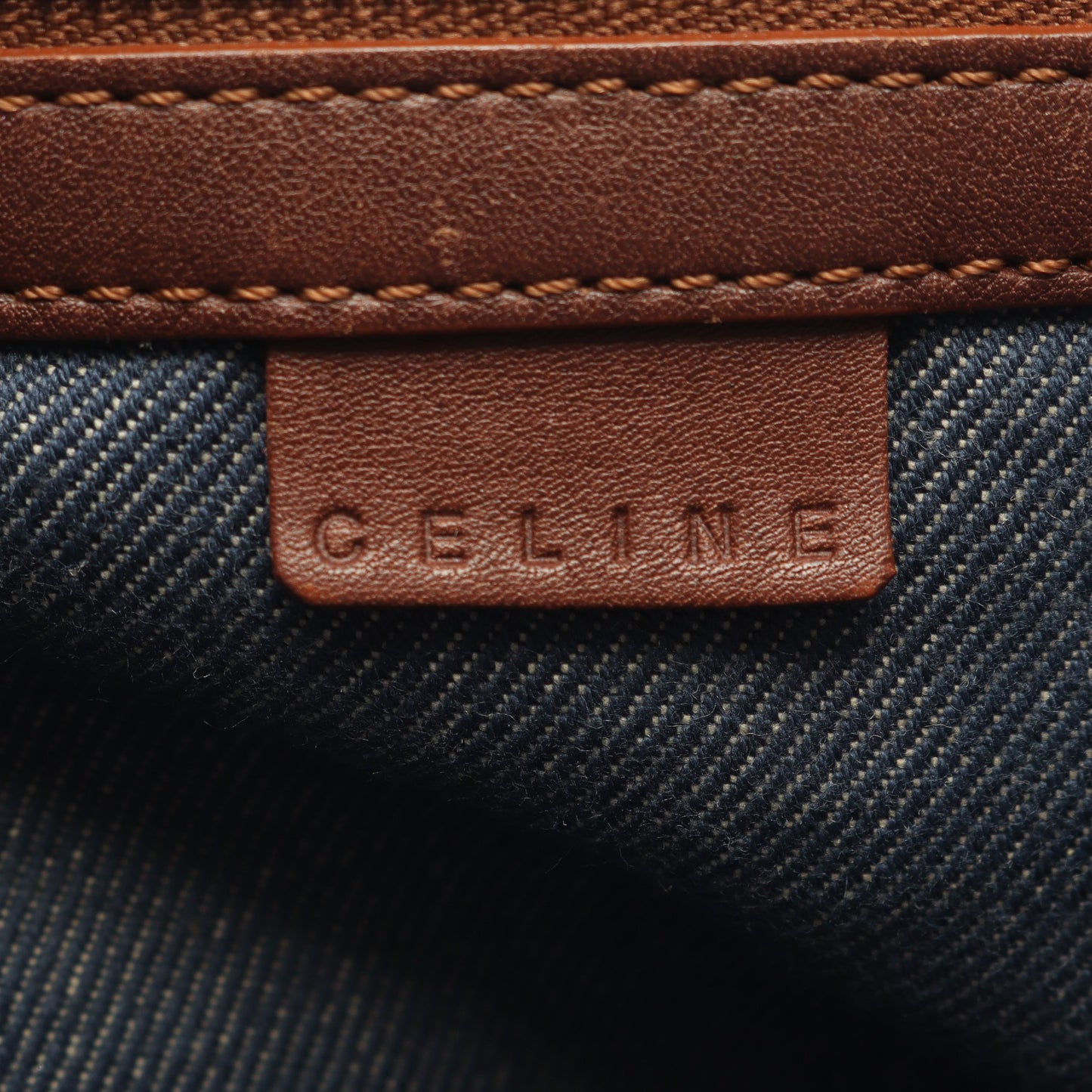 ブギーバッグ パリマカダム ハンドバッグ デニム レザー ネイビー ブラウン セリーヌ バッグ CELINE