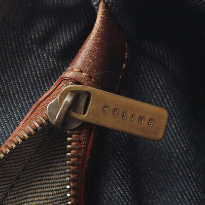 ブギーバッグ パリマカダム ハンドバッグ デニム レザー ネイビー ブラウン セリーヌ バッグ CELINE