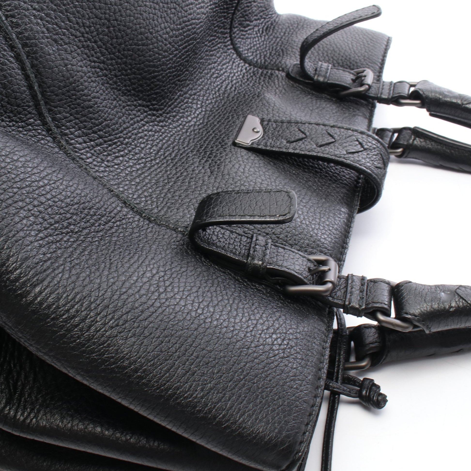 イントレチャート ローマバッグ ミディアム ハンドバッグ レザー ブラック ボッテガヴェネタ バッグ BOTTEGA VENETA