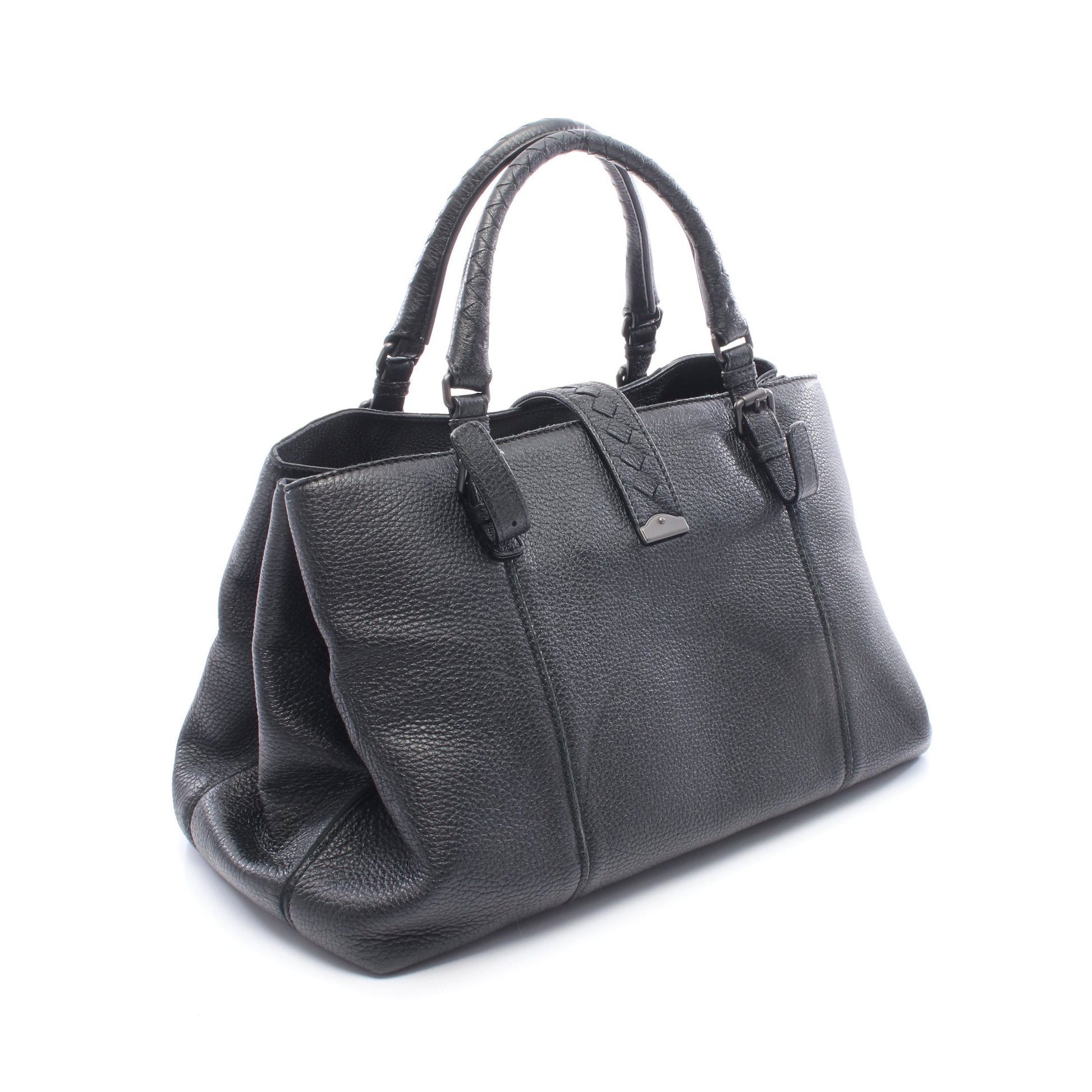 イントレチャート ローマバッグ ミディアム ハンドバッグ レザー ブラック ボッテガヴェネタ バッグ BOTTEGA VENETA
