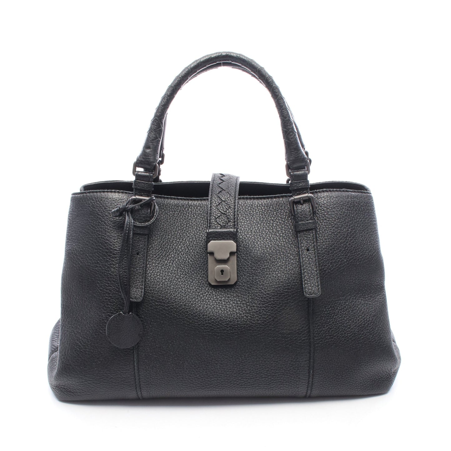 イントレチャート ローマバッグ ミディアム ハンドバッグ レザー ブラック ボッテガヴェネタ バッグ BOTTEGA VENETA