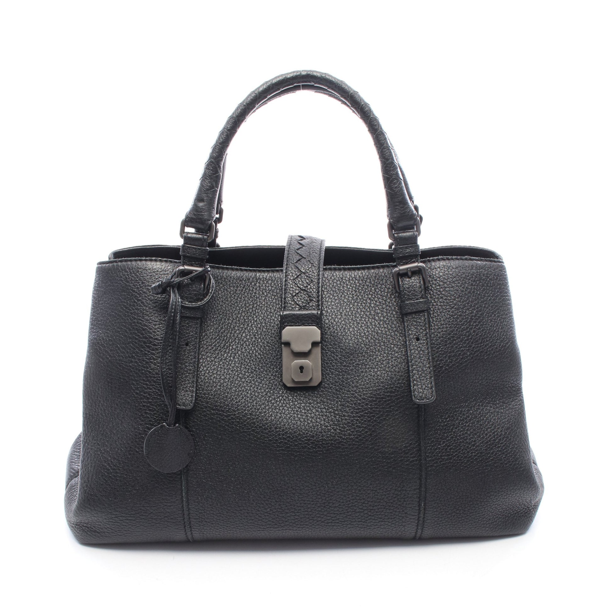 イントレチャート ローマバッグ ミディアム ハンドバッグ レザー ブラック ボッテガヴェネタ バッグ BOTTEGA VENETA