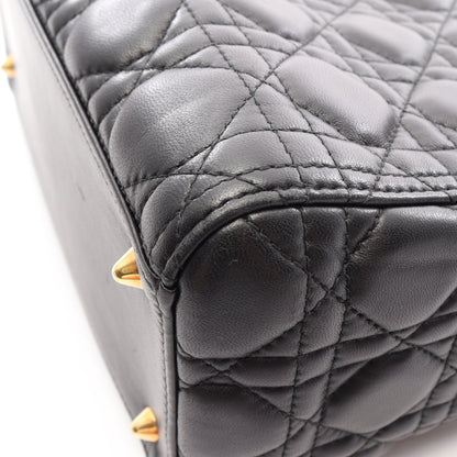 LADY DIOR レディディオール ミディアム カナージュ 2WAY ハンドバッグ レザー ブラック クリスチャンディオール