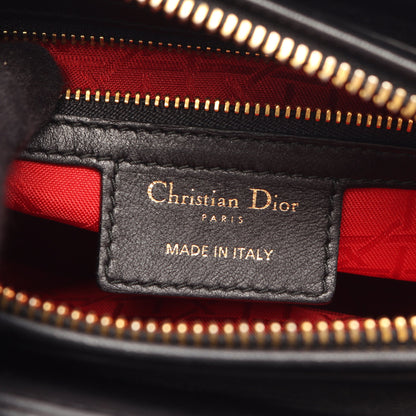 LADY DIOR レディディオール ミディアム カナージュ 2WAY ハンドバッグ レザー ブラック クリスチャンディオール