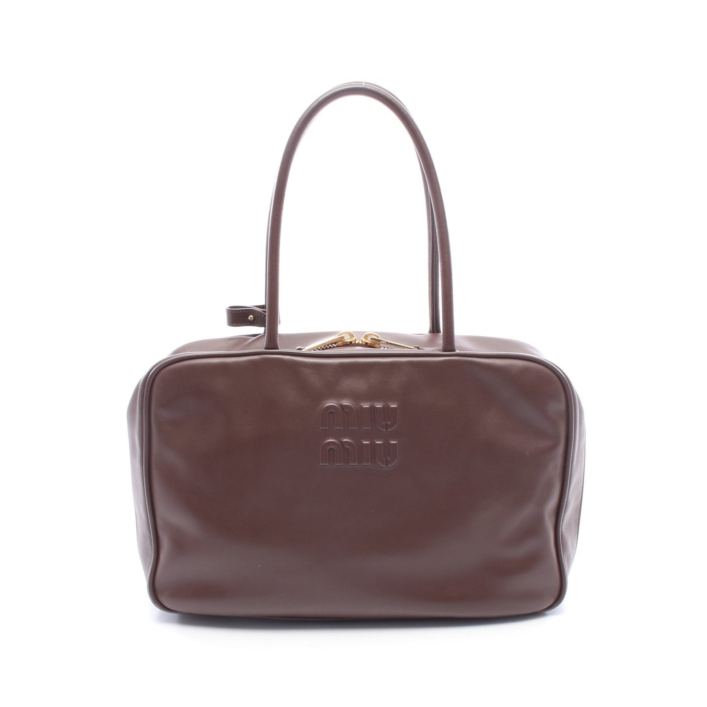 ボー ハンドバッグ レザー ダークブラウン ミュウミュウ バッグ miu miu
