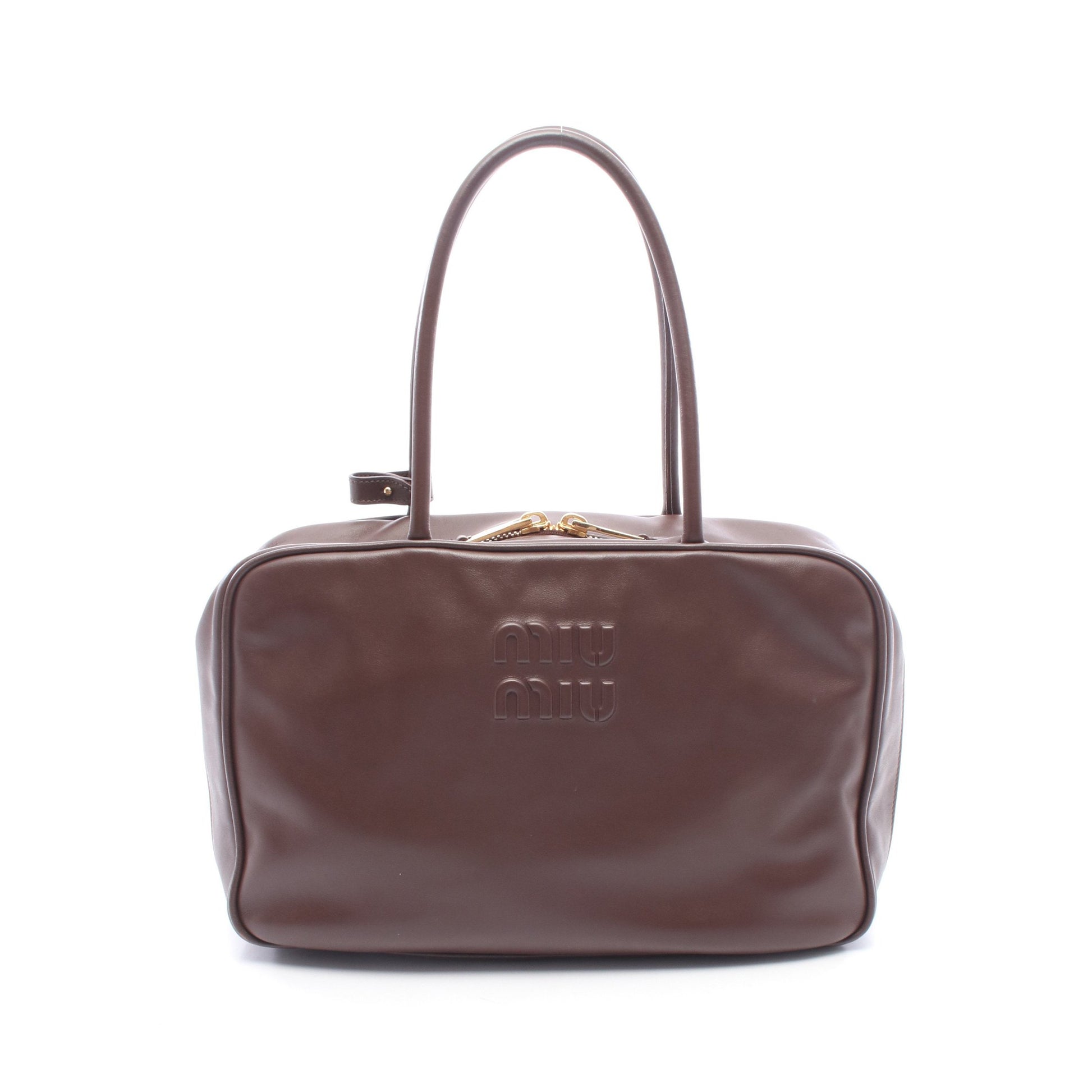 ボー ハンドバッグ レザー ダークブラウン ミュウミュウ バッグ miu miu