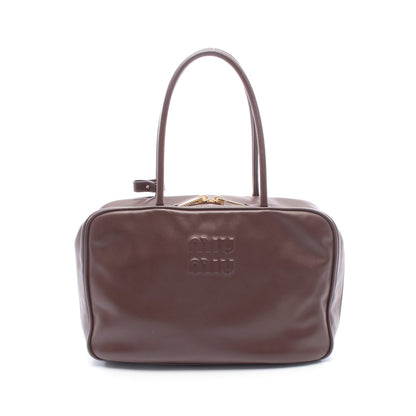 ボー ハンドバッグ レザー ダークブラウン ミュウミュウ バッグ miu miu