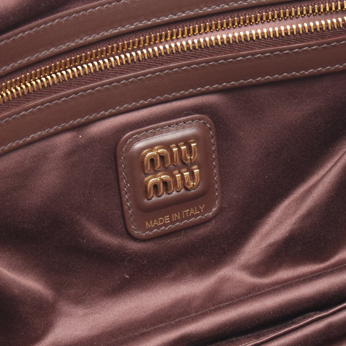 ボー ハンドバッグ レザー ダークブラウン ミュウミュウ バッグ miu miu