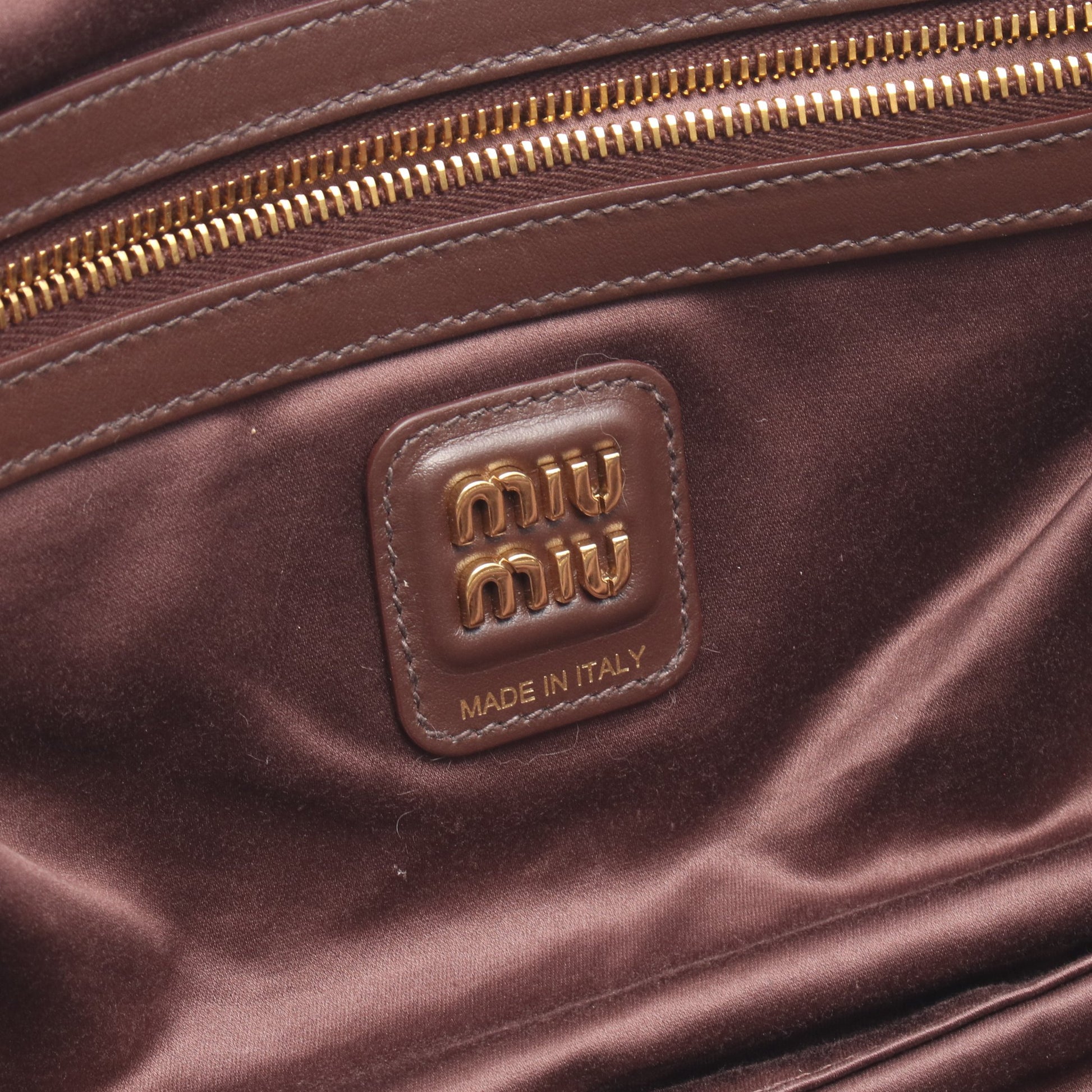 ボー ハンドバッグ レザー ダークブラウン ミュウミュウ バッグ miu miu