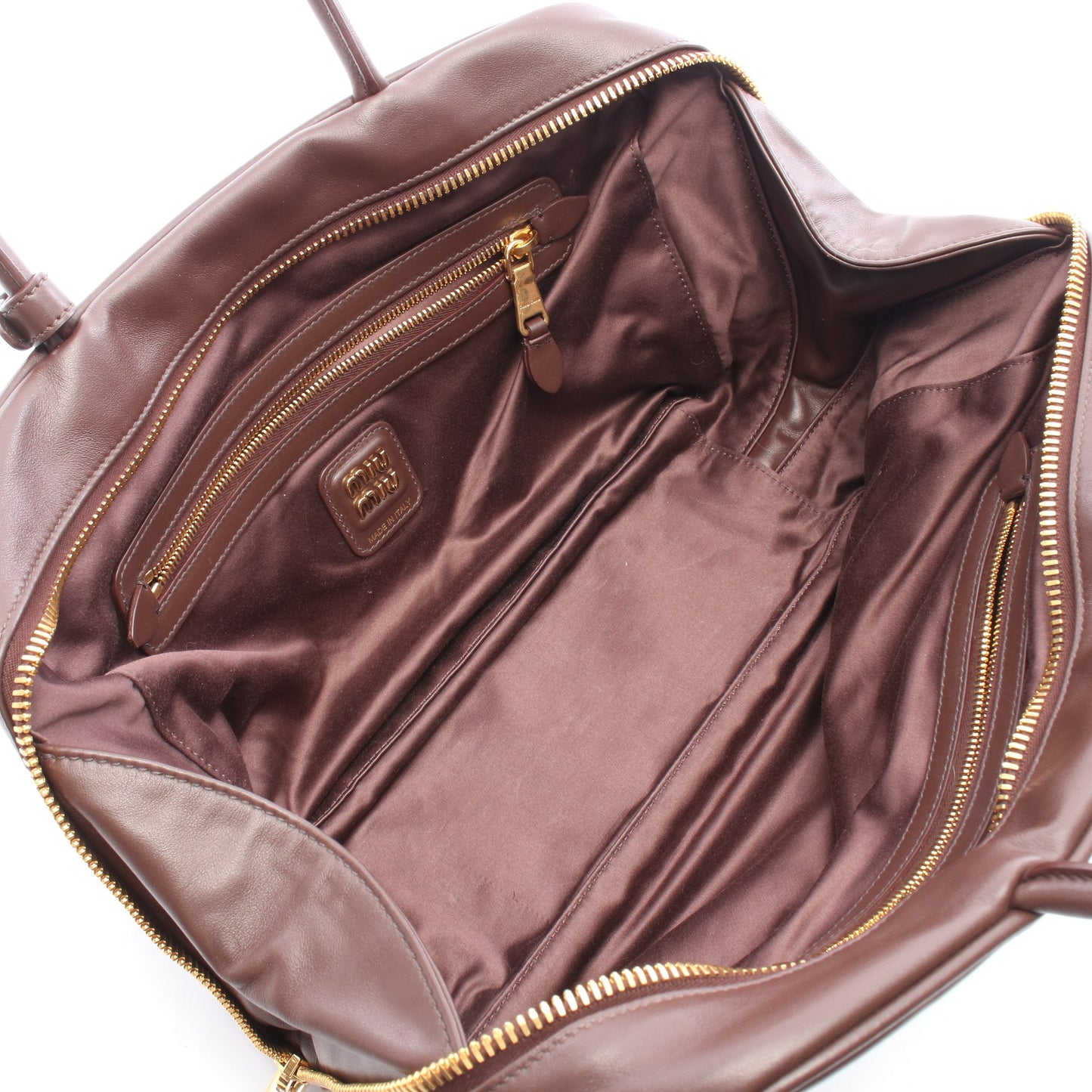 ボー ハンドバッグ レザー ダークブラウン ミュウミュウ バッグ miu miu