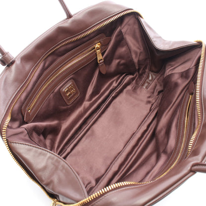 ボー ハンドバッグ レザー ダークブラウン ミュウミュウ バッグ miu miu