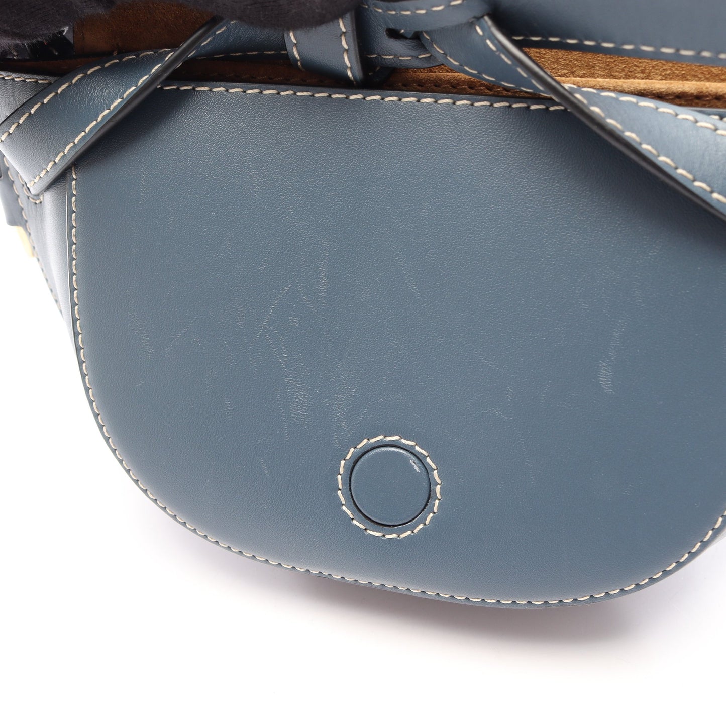 ゲートバムバッグ ボディバッグ ウエストバッグ レザー ブルー ロエベ