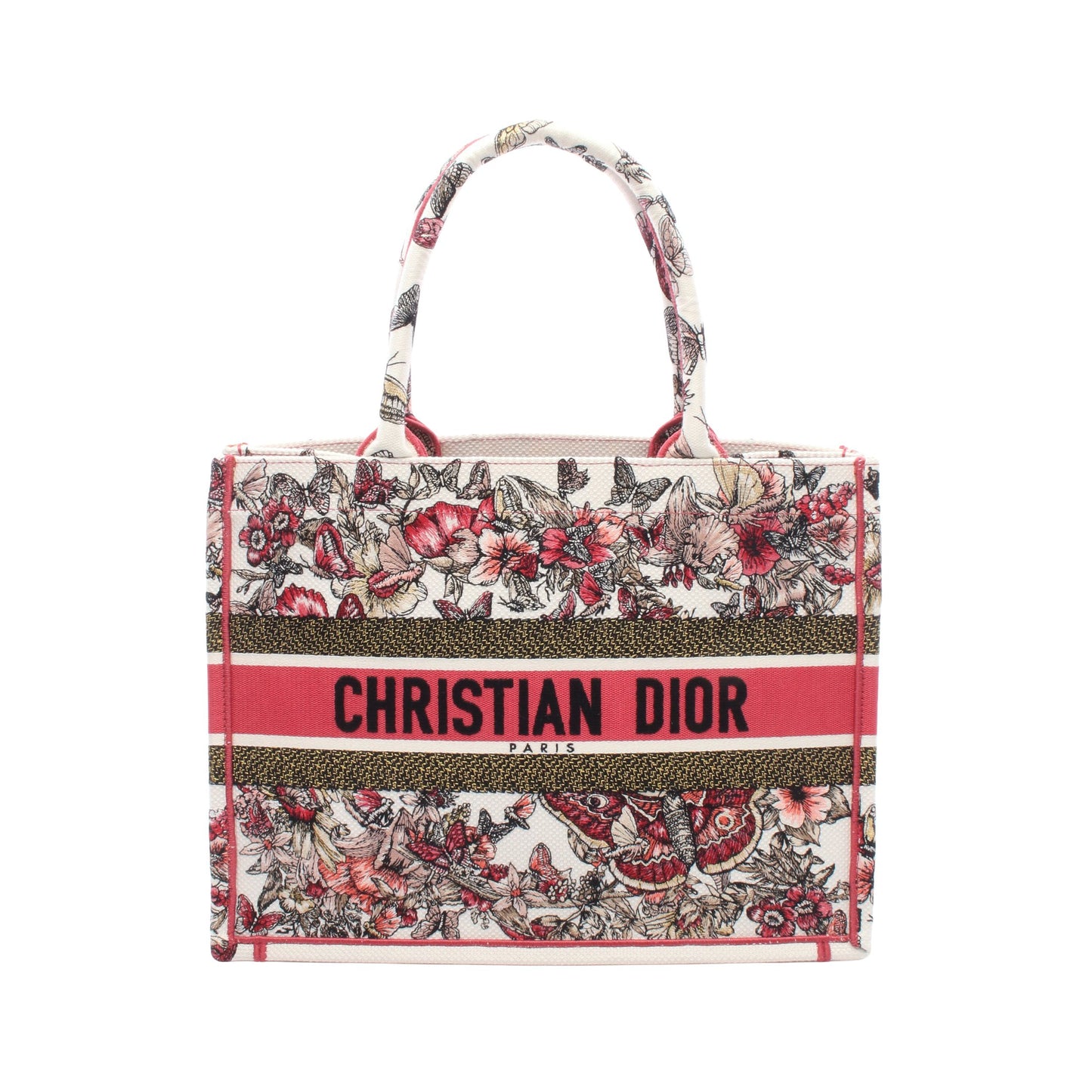 BOOK TOTE ブックトート ミディアム ハンドバッグ トートバッグ キャンバス ホワイト ピンク マルチカラー クリスチャンディオール