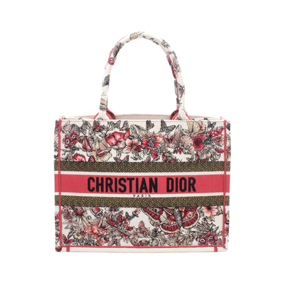 BOOK TOTE ブックトート ミディアム ハンドバッグ トートバッグ キャンバス ホワイト ピンク マルチカラー クリスチャンディオール